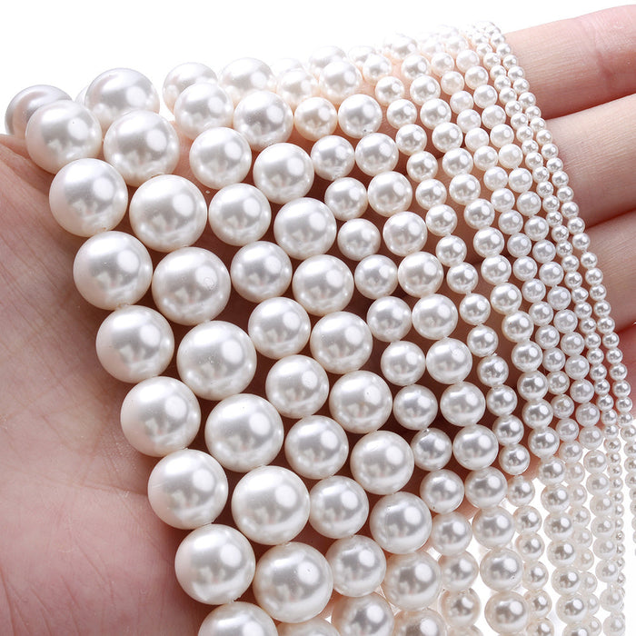 1 Strand 6mm Beige Shell Spacer Beads