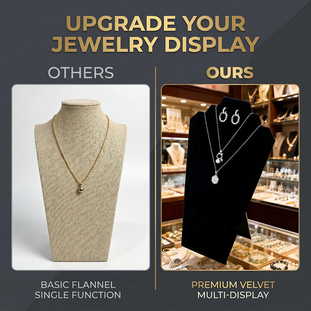 1-Piece Black Velvet Double-Layer Necklace Display Stand