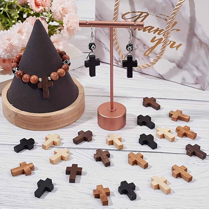 Natural Wood Cross Charms