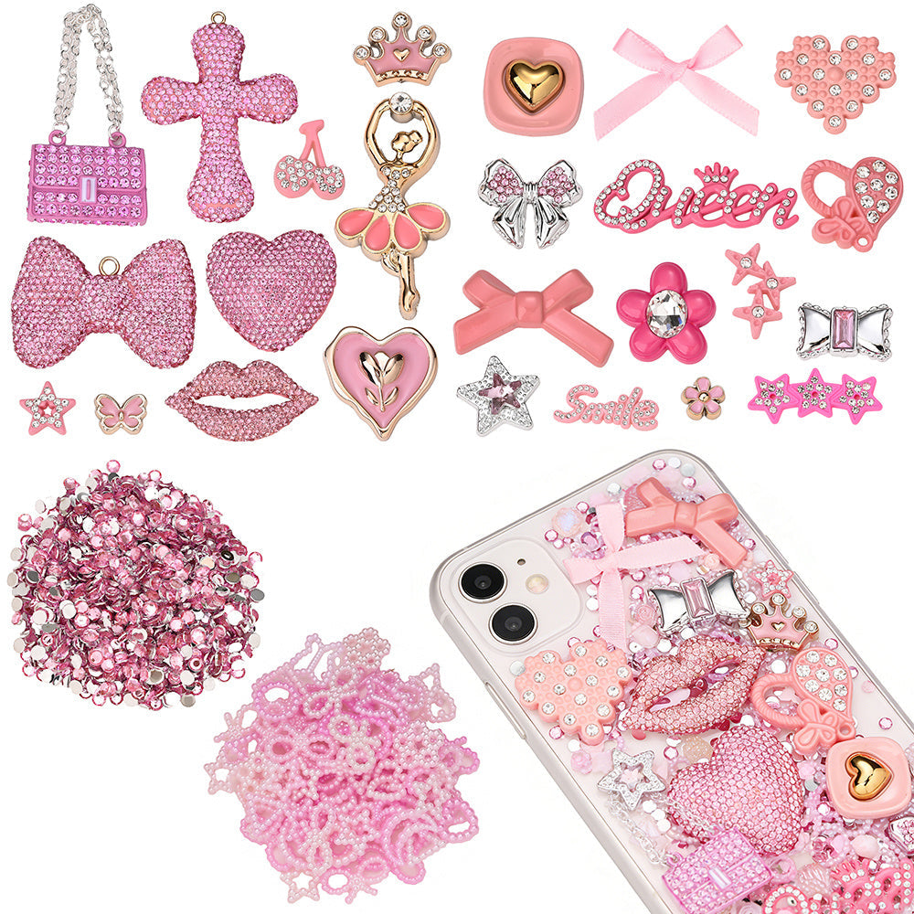 Mixed Pink Rhinestone Flatback Embellishment Set
