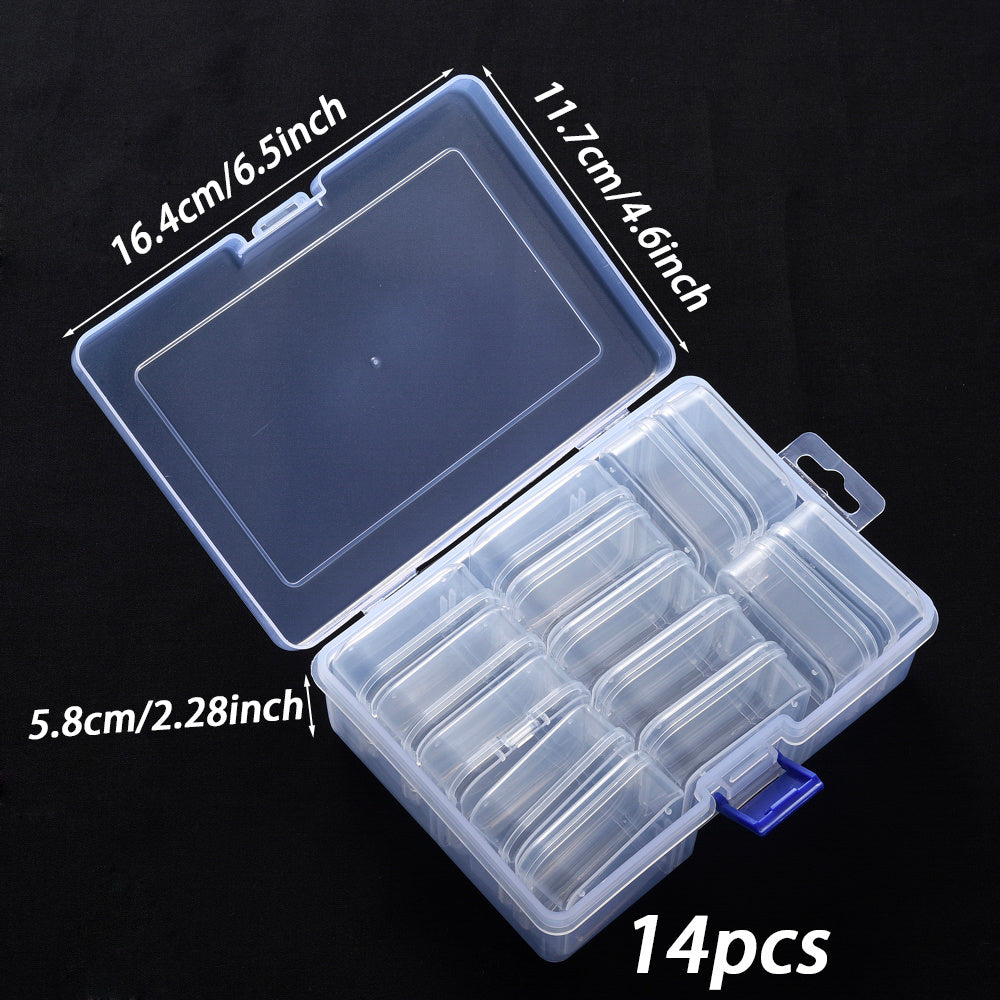14-Piece Transparent Plastic Jewelry Storage Box Set