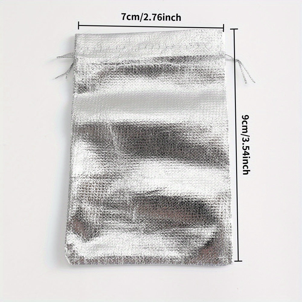 10-Piece Silver Gray Beaded Drawstring Jewelry Pouches