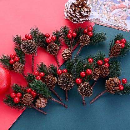 Christmas Pine Cone and Red Berry Decorations