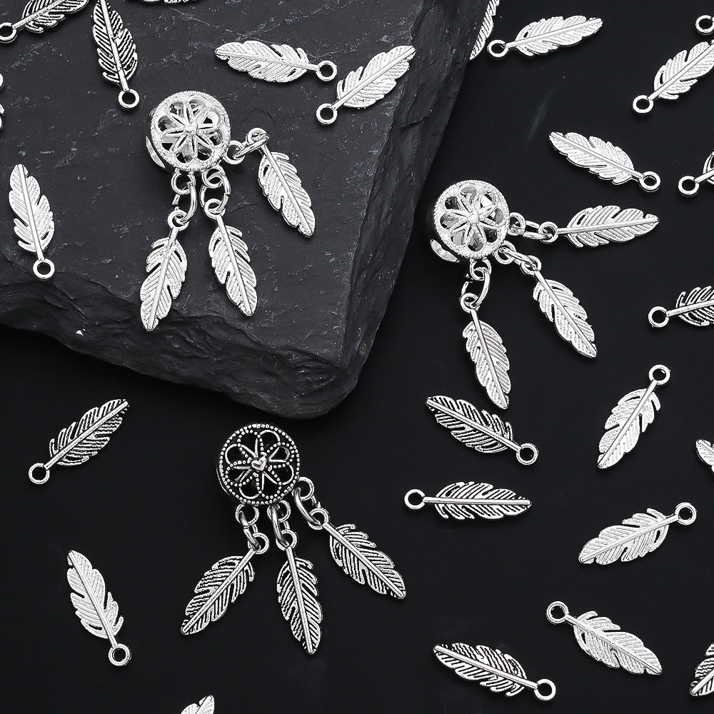 Silver Feather Alloy Pendants