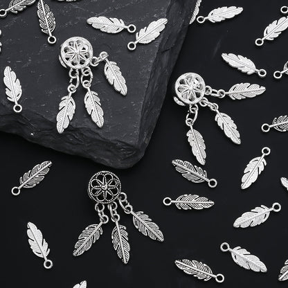 Silver Feather Alloy Pendants