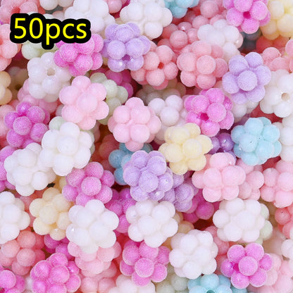 Macaron Color Flocked Flower Beads