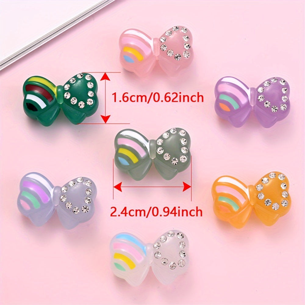 5PCS 16×24mm Luminous Bow Acrylic Bead Set
