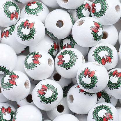 Christmas Wooden Pattern Beads