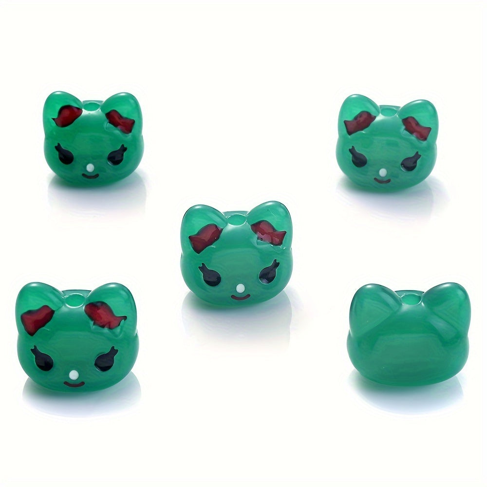 5PCS 17×19mm Luminous Owl Head Acrylic Bead Set
