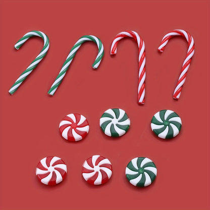 10PCS Christmas Acrylic Candy Cane Hanging Ornament Set