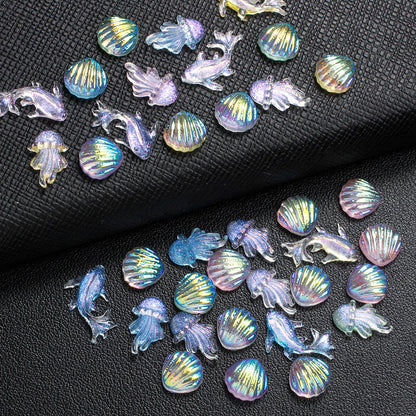 200-Piece 8x15 mm Mini Shiny Fish Flatback Resin Embellishments