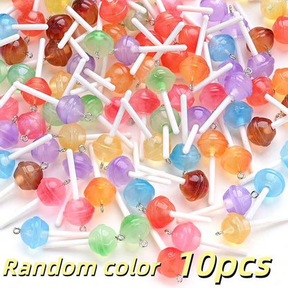 Glow-in-the-Dark Resin Lollipop Heart Star Charms