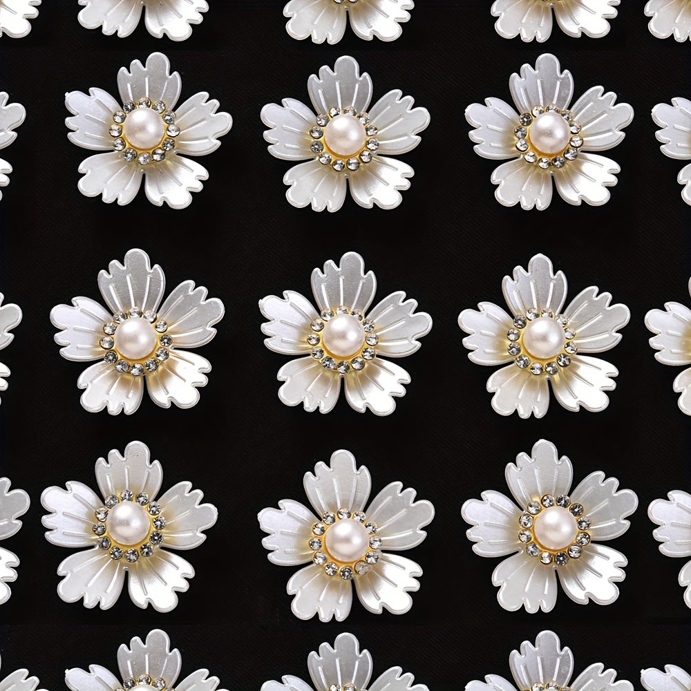 10PCS White Flower Acrylic Embellishment Set