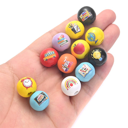 50/100pcs 16mm Colorful Round Punch Wooden Beads