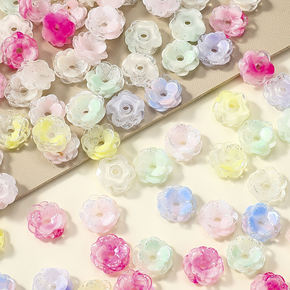Gradient Glitter Flower Acrylic Beads