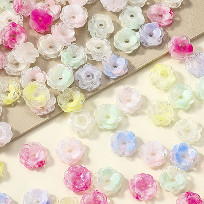 Gradient Glitter Flower Acrylic Beads