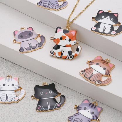 Enamel Cat Pendant Charms