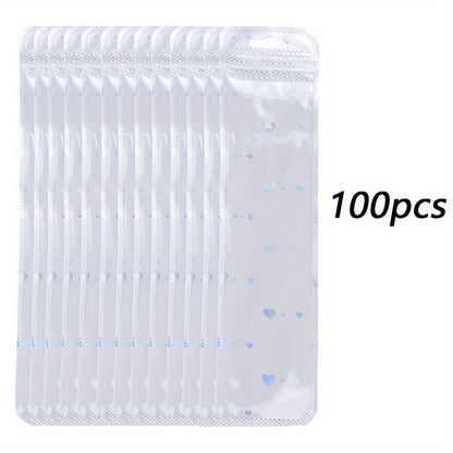 50/100-Piece Holographic Laser Resealable Packaging Bags