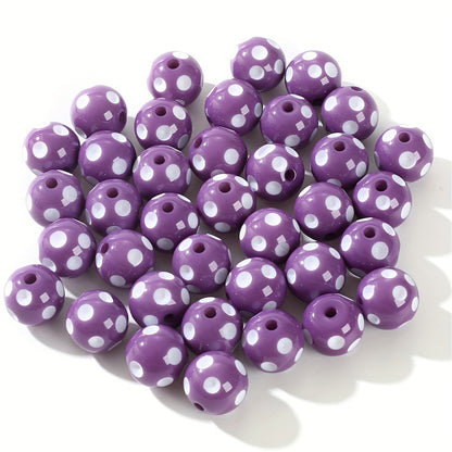 10PCS 16mm Multicolor Resin White Dot Bead Set