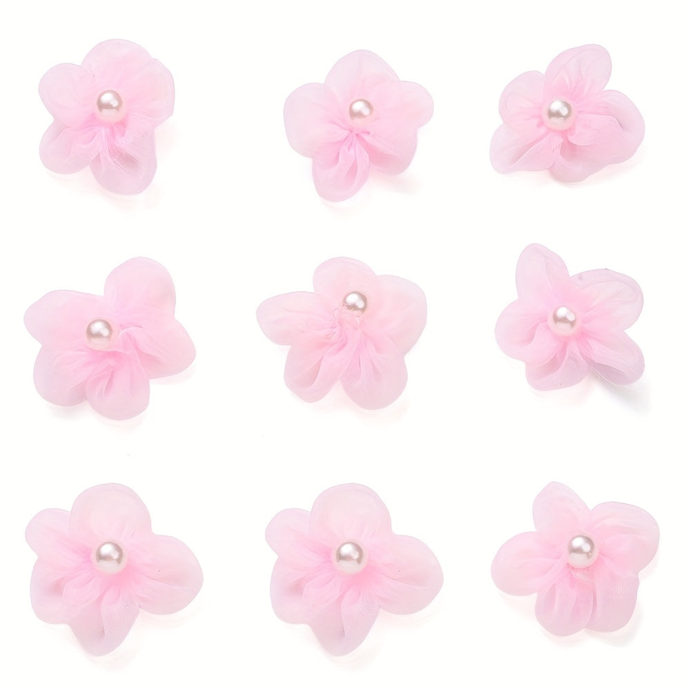 10PCS 23mm Fabric Five-Petal Flower Embellishment Set