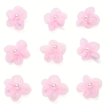 10PCS 23mm Fabric Five-Petal Flower Embellishment Set