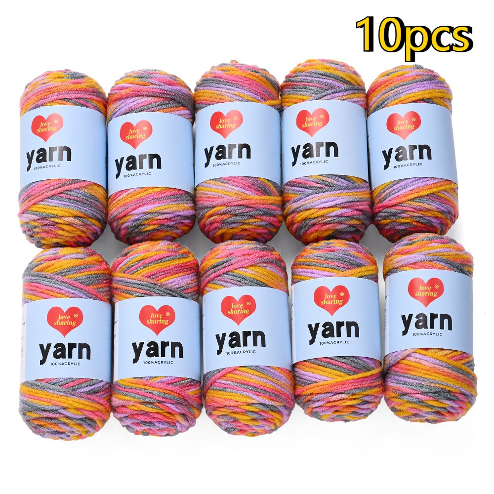 10PCS 10×4cm Rainbow Gradient Polyester Knitting Yarn