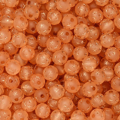 Frosted Acrylic Star Print Round Beads