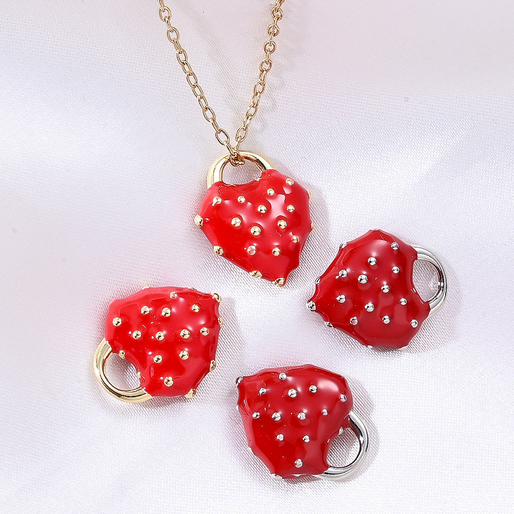 Heart Strawberry Alloy Charms