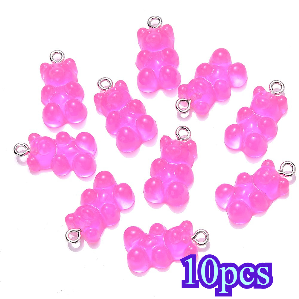 10-Piece 10x20 mm Vibrant Resin Bear Charms