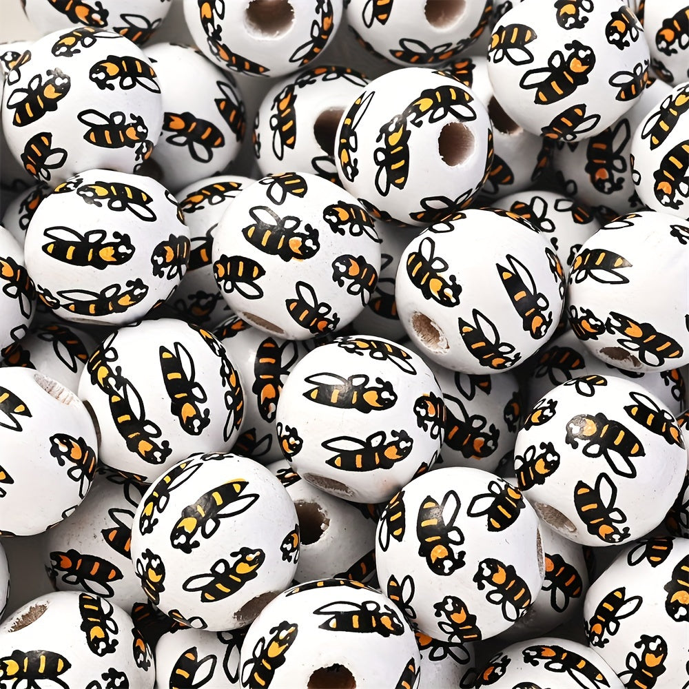 Bee Series Striped Wooden Beads