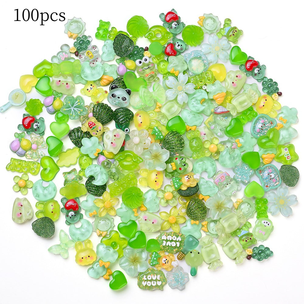 96pcs Rainbow Theme Acrylic Flatback Beads