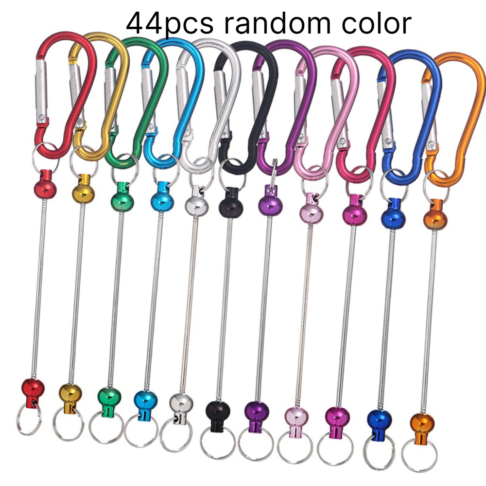 22-Piece Multicolor D-Shaped Beadable Keychain Hooks