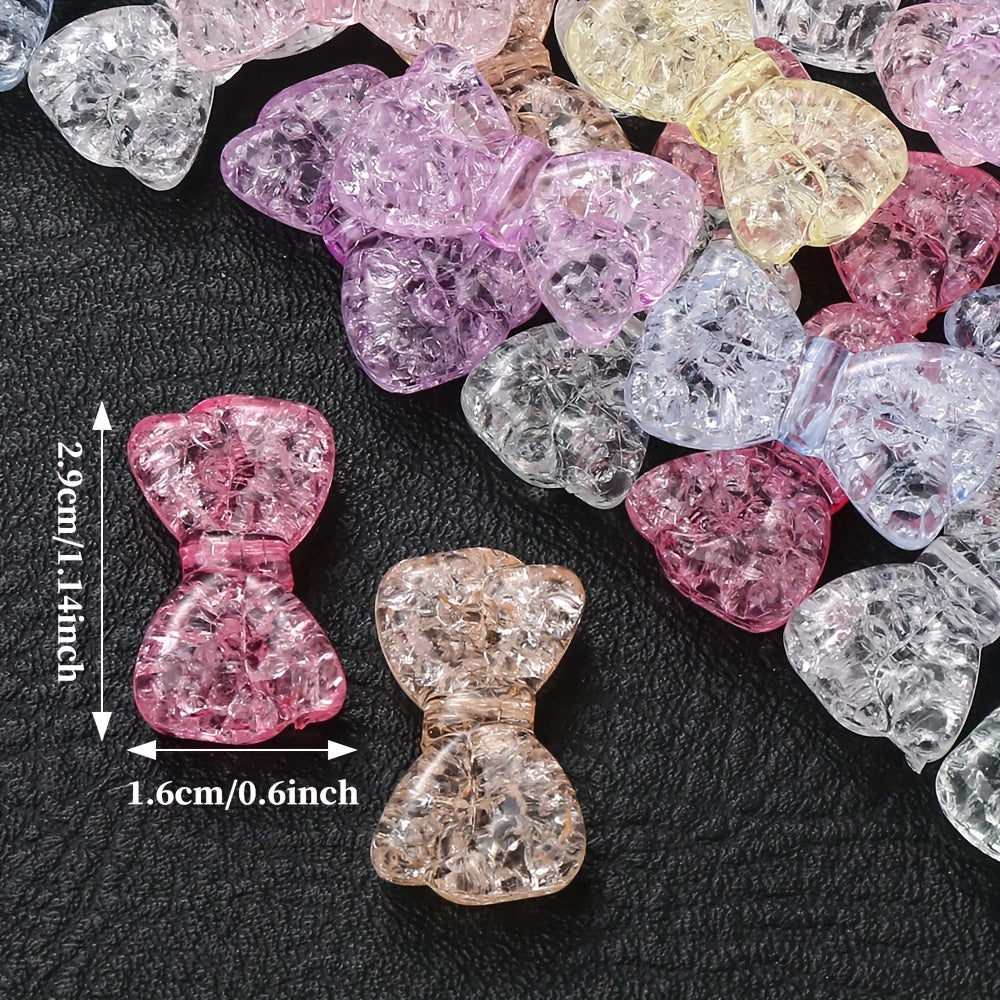 10PCS 16×29mm Vibrant Cracked Bow Acrylic Bead Set