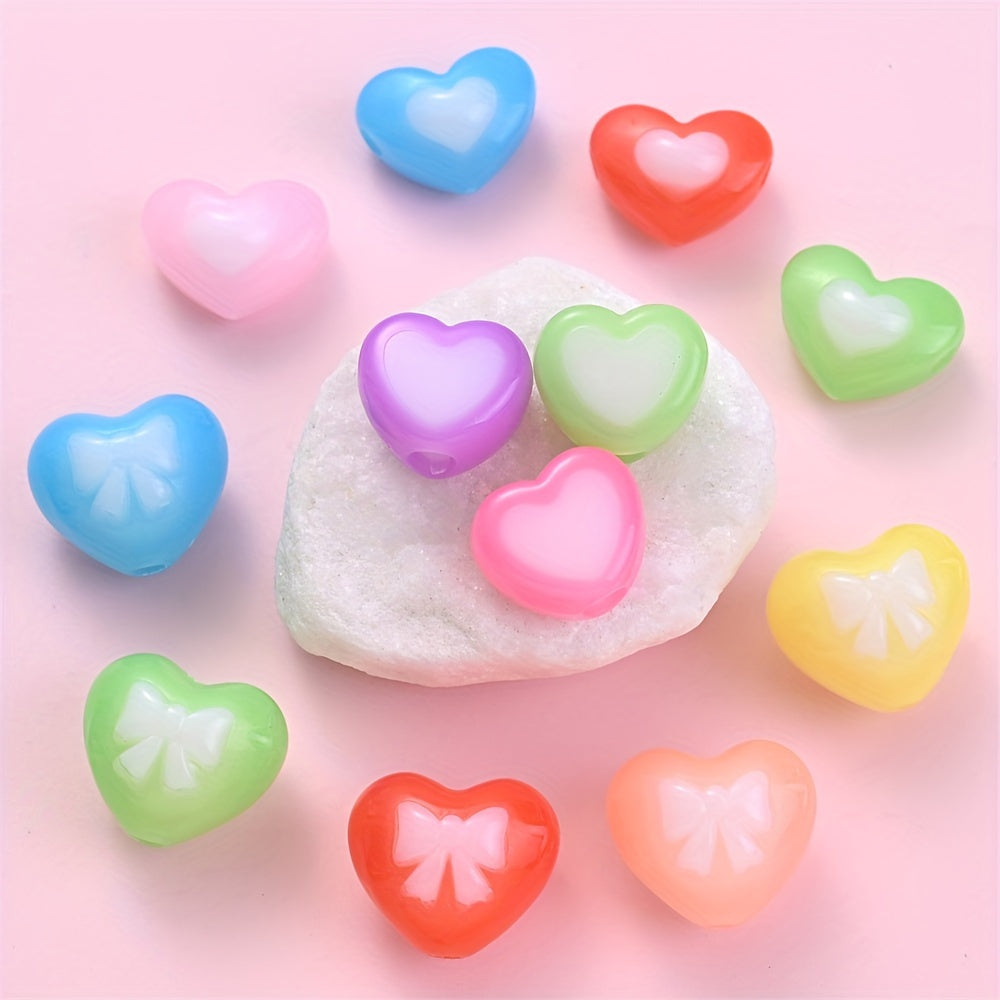 Heart Bow Pattern Acrylic Beads