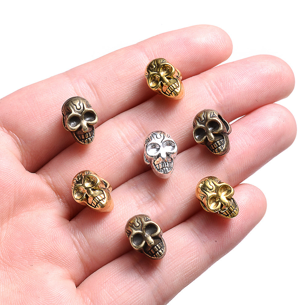 Retro 3D Alloy Skull Spacer Beads