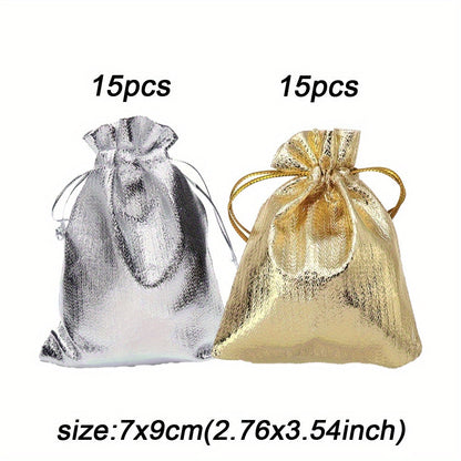 30-Piece Gold & Silver Drawstring Jewelry Gift Bags