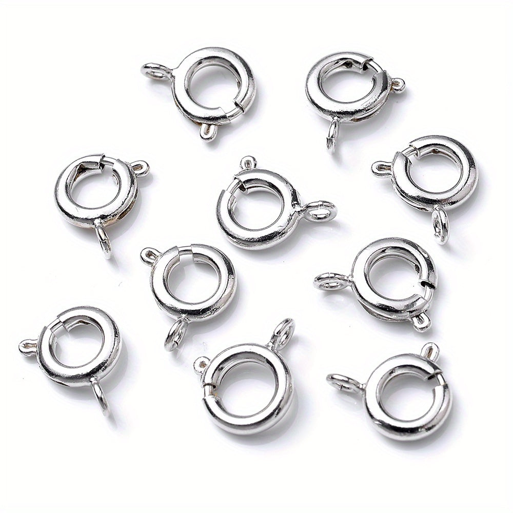 10PCS 7mm Gold & Silver Spring Clasps with Open Jump Rings