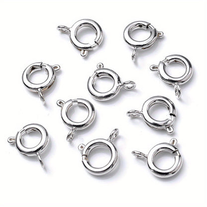 10PCS 7mm Gold & Silver Spring Clasps with Open Jump Rings