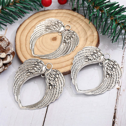 Christmas Silver-Tone Angel Wing Pendant Charms