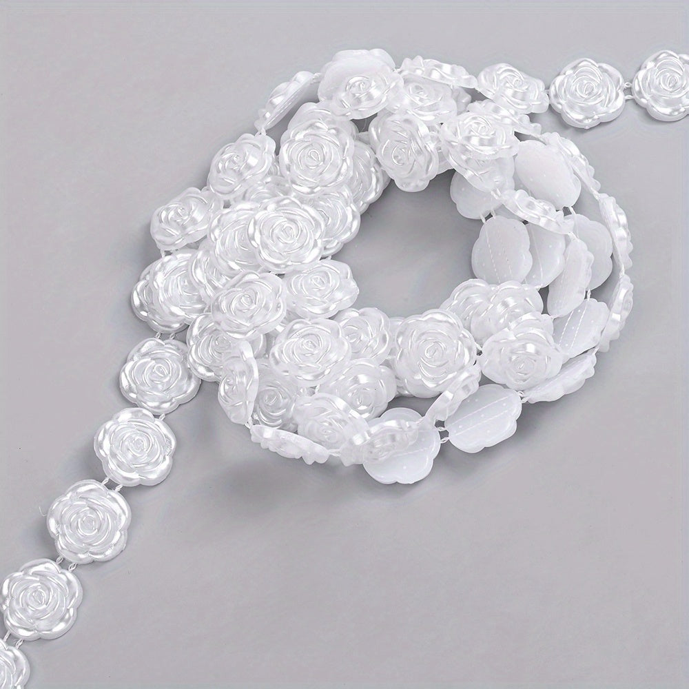 2m Imitation Pearl & Shell Rose Flower Bead Chain