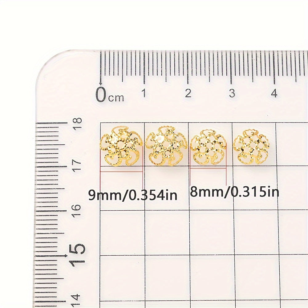 100PCS 9mm Flower Circle Metal-Plated Bead Cap Set