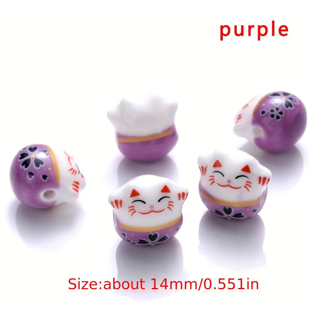 Mixed Lucky Cat Ceramic Beads