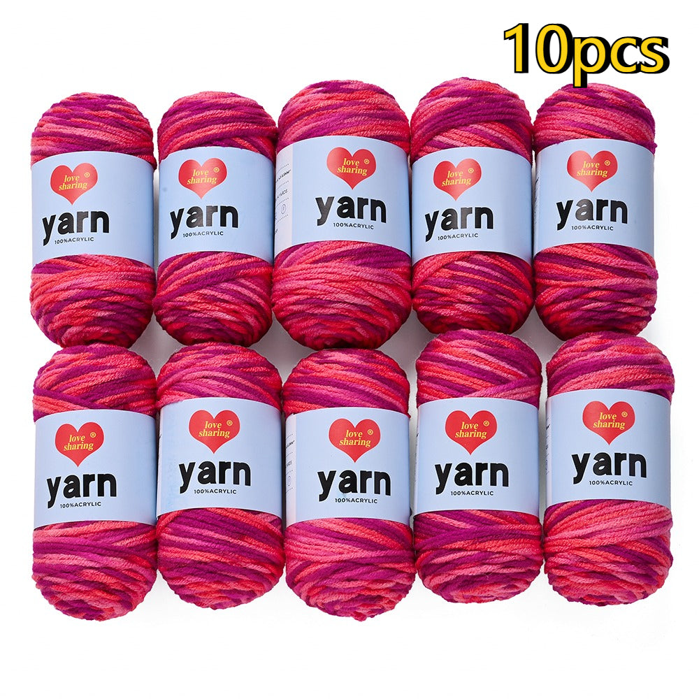 10PCS 10×4cm Rainbow Gradient Polyester Knitting Yarn
