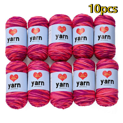 10PCS 10×4cm Rainbow Gradient Polyester Knitting Yarn