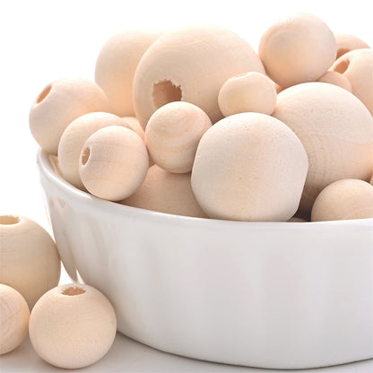 800PCS 6–20mm Natural Round Wooden Bead Set