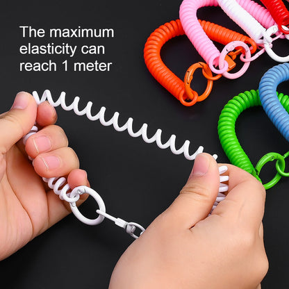 15PCS Retractable Double-Buckle Spiral Keychain Set