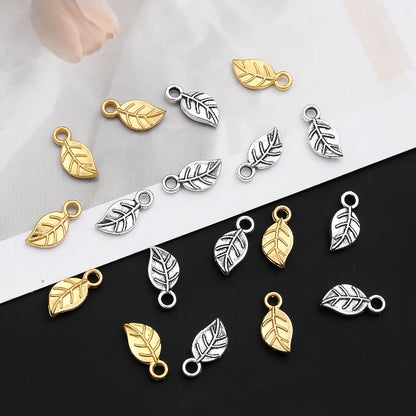 Golden Leaf Alloy Pendant Charms