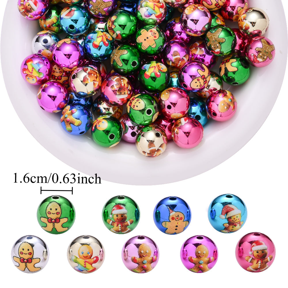 Christmas Gingerbread Man Acrylic Beads