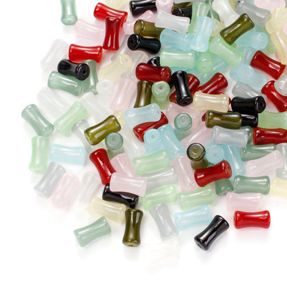 6x12mm 50pcs Mix Colors Coloured Glaze Bamboo Beads