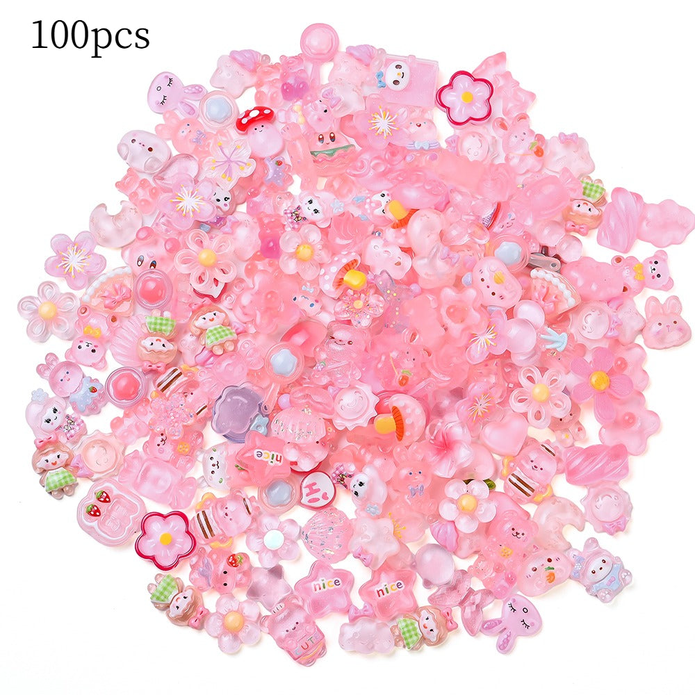 96pcs Rainbow Theme Acrylic Flatback Beads